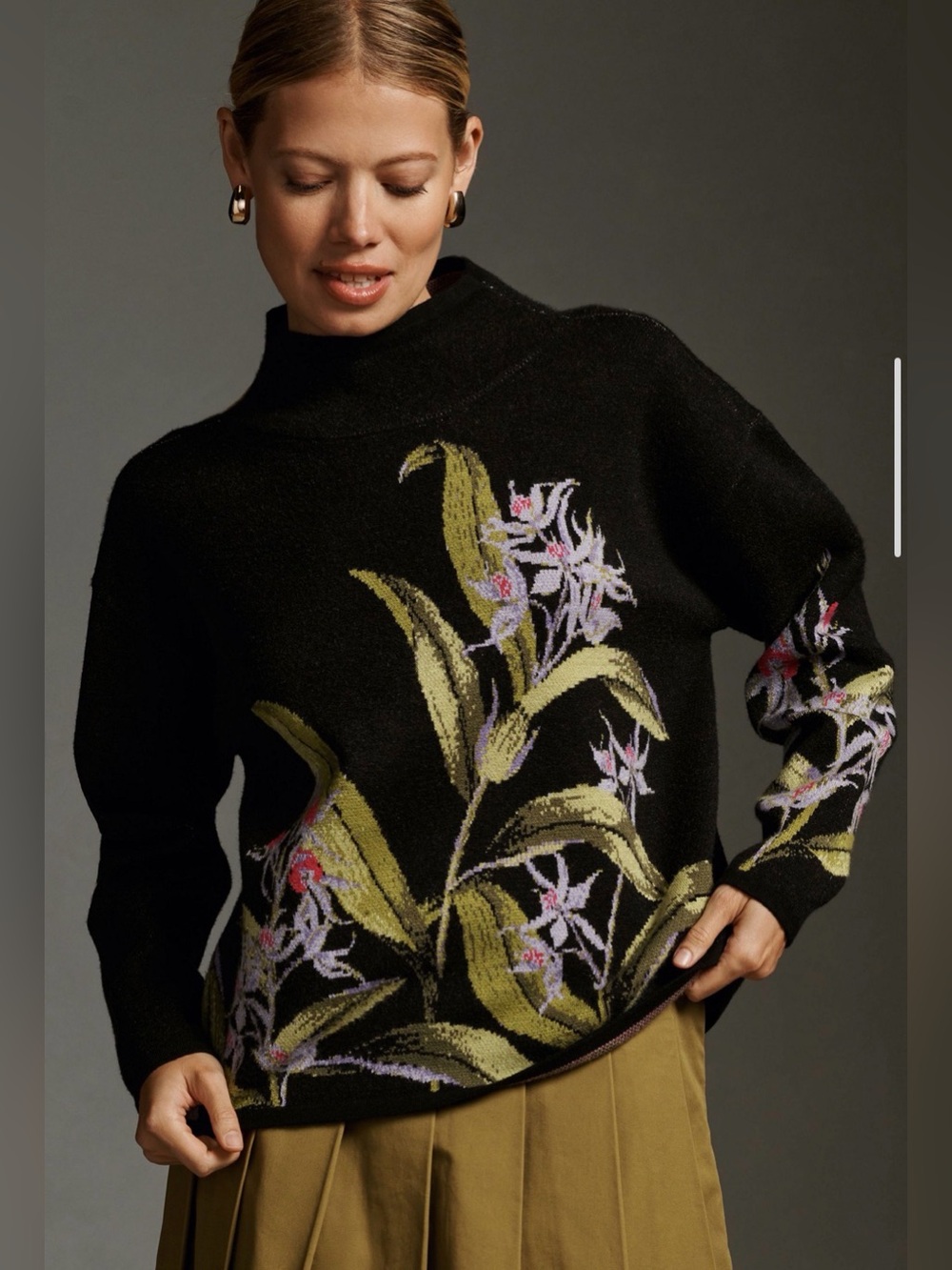 Maeve by Anthropologie Carys Mock-Neck Floral Sweater